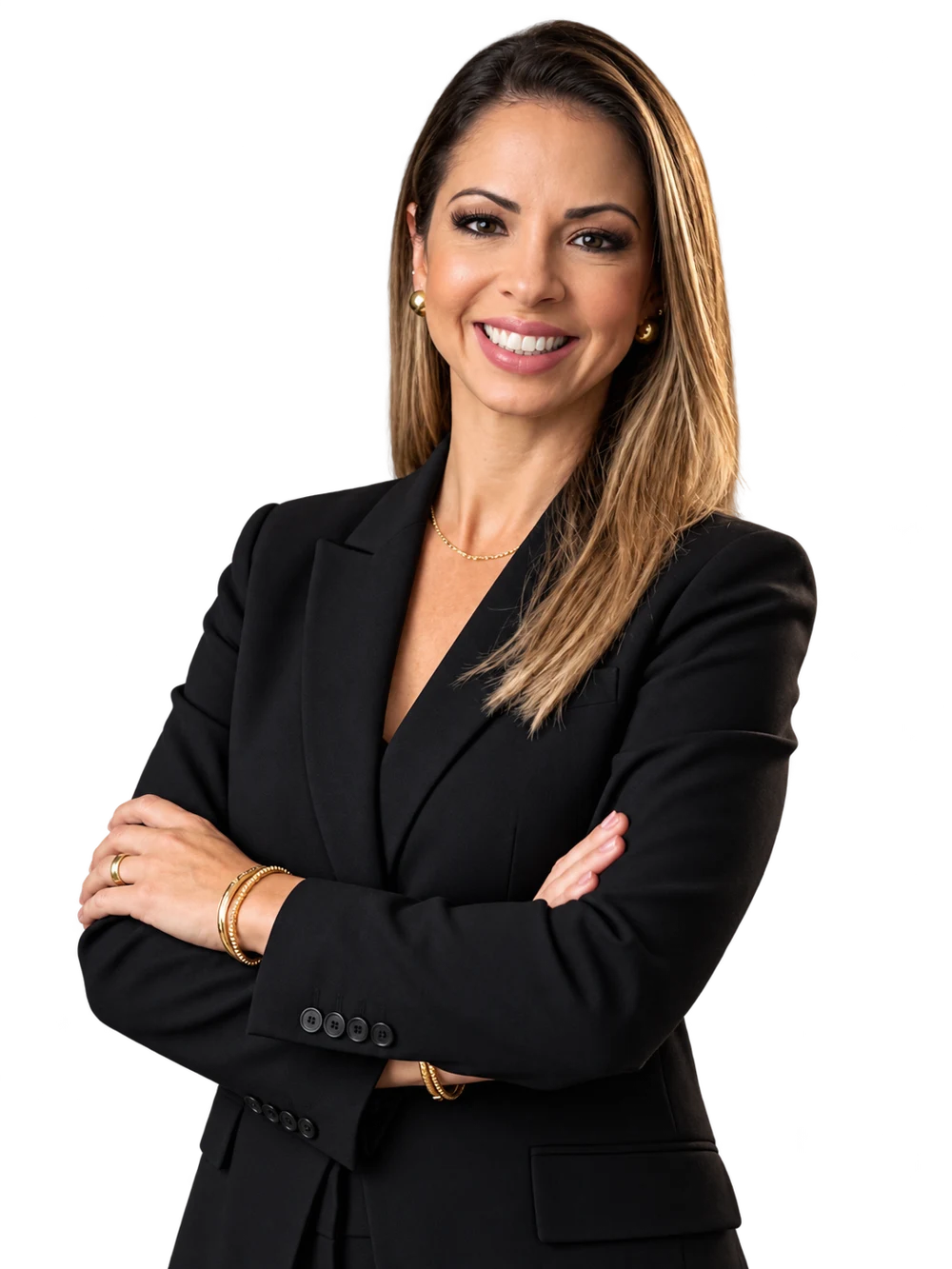 Cinthya Boschini Covo Leão, psicóloga, de blazer preto